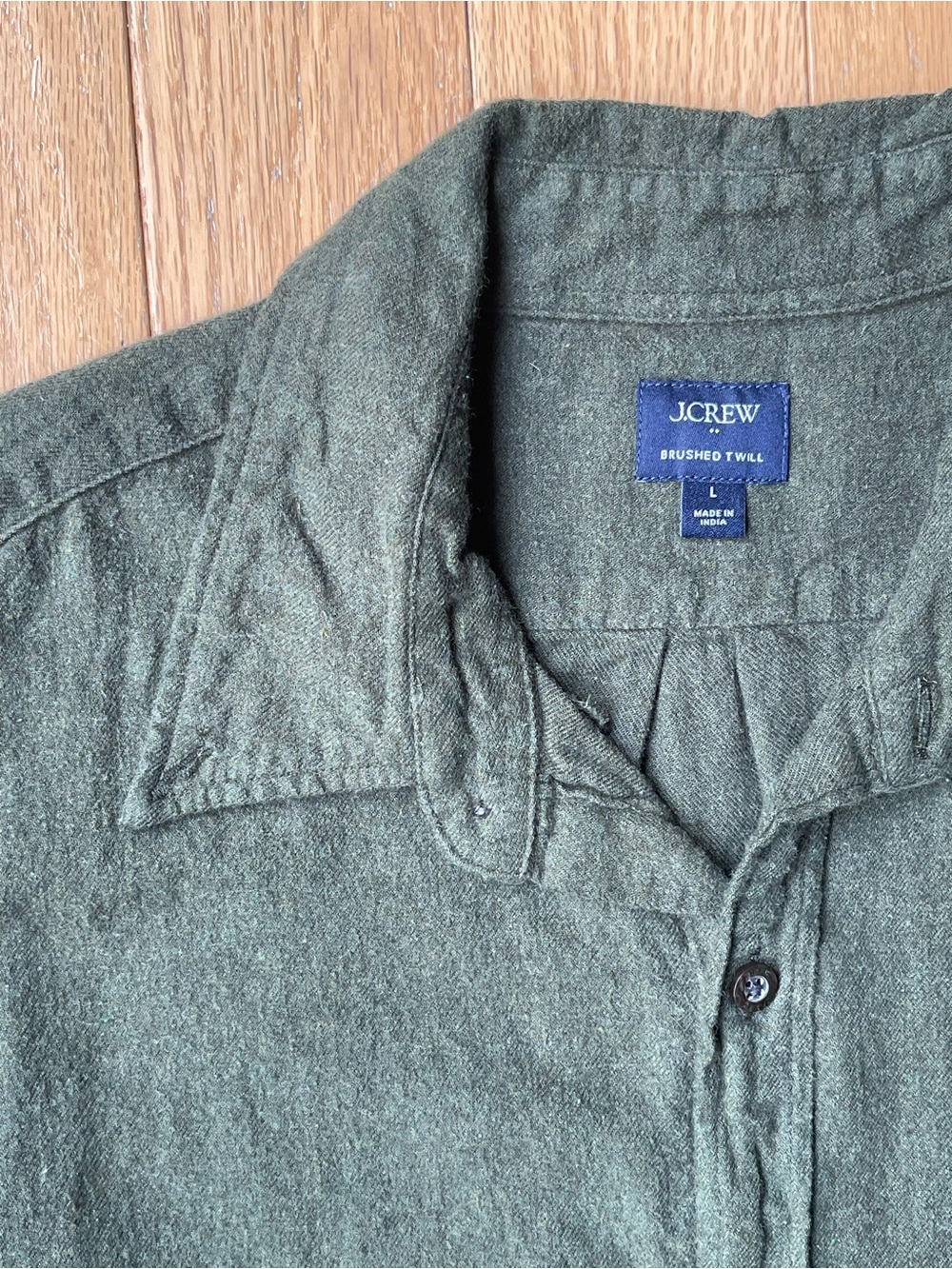J. Crew Brushed Twill Button-Down Shirt in Olive